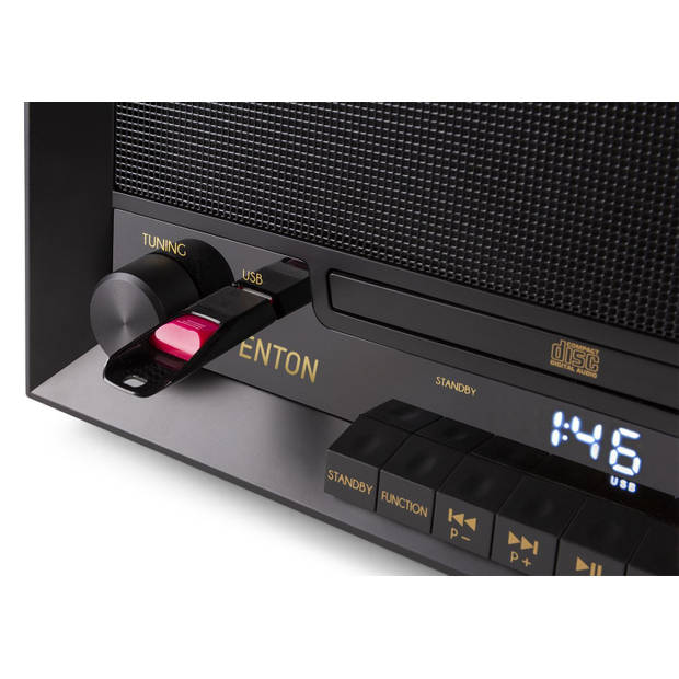 Platenspeler Bluetooth - Fenton RP135W retro platenspeler met cd speler - Hout
