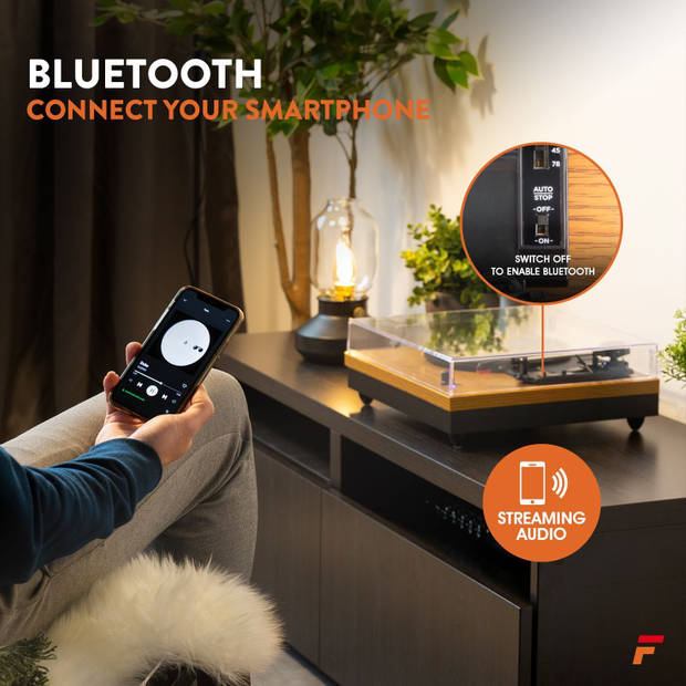 Platenspeler met Bluetooth en Ingebouwde Speakers - Fenton RP112L - Retro - Lightwood
