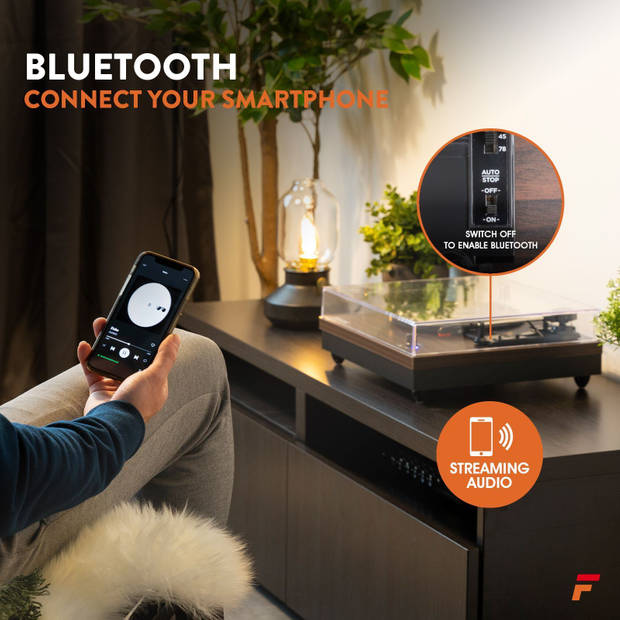 Platenspeler met Bluetooth en Ingebouwde Speakers - Fenton RP112D - Retro - Darkwood