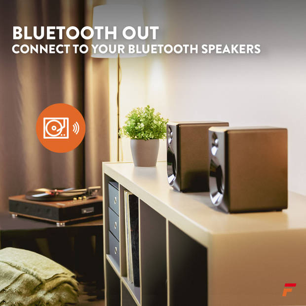 Platenspeler Bluetooth (in/uit) - Fenton RP162 - retro platenspeler met speakers (stereo) en mp3 speler - Bruin