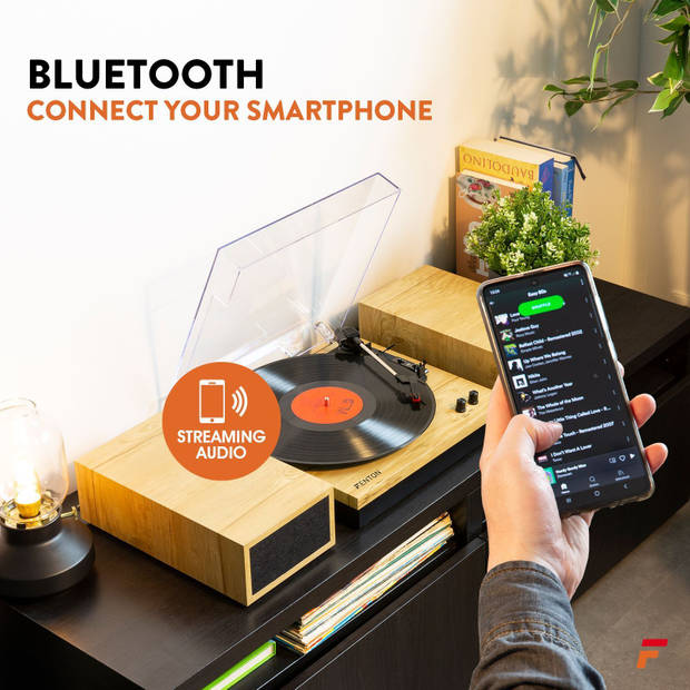 Retro Platenspeler met Bluetooth en Speakers - Fenton RP165L - Incl. Naald - Lichtbruin Hout
