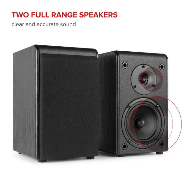 Platenspeler Bluetooth - Audizio RP330 stereo platenspeler met speakers - Complete set - 100W - Zwart