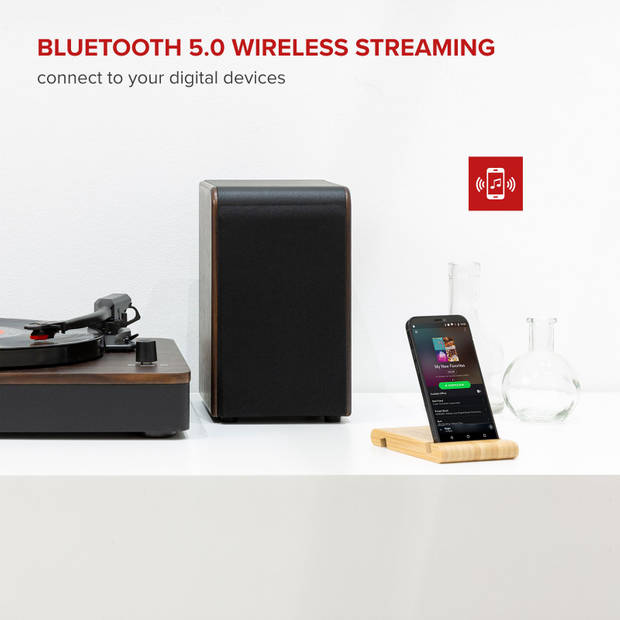 Platenspeler Bluetooth - Audizio RP330D stereo platenspeler met speakers - Complete set - 100W - Bruin