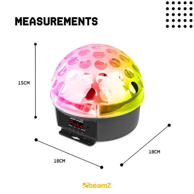 Discobal met 6 Kleuren en Afstandbediening - BeamZ JB60R - 5 DMX Kanalen - LED Discolamp Lichteffect