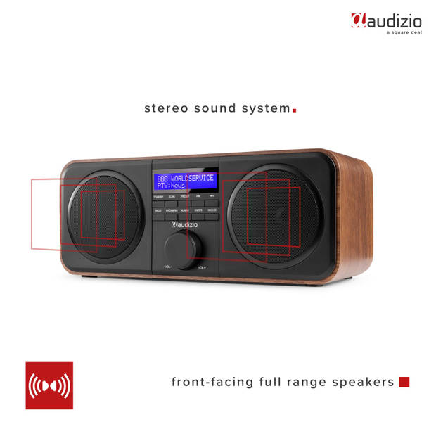 DAB Radio met FM - Audizio Novara - Stereo - 40 Watt - 20 Voorkeurszenders - Hout