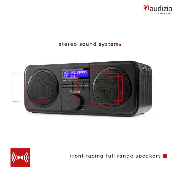 DAB Radio met FM - Audizio Novara - Stereo - 40 Watt - 20 Voorkeurszenders - Zwart