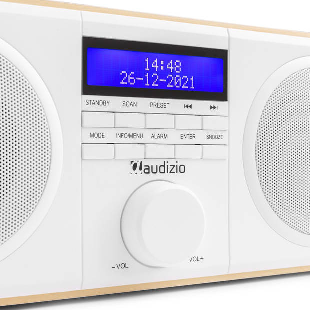 DAB Radio met FM - Audizio Novara - Stereo - 40 Watt - 20 Voorkeurszenders - Wit