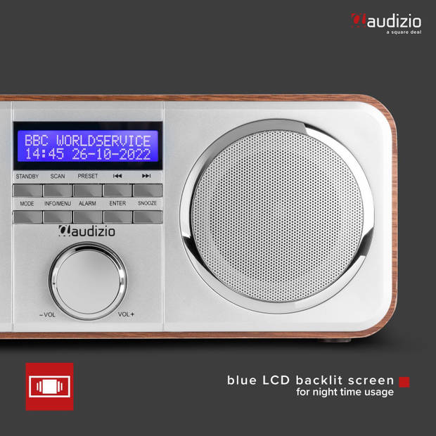 DAB Radio met FM - Audizio Novara - Stereo - 40 Watt - 20 Voorkeurszenders - Zilver
