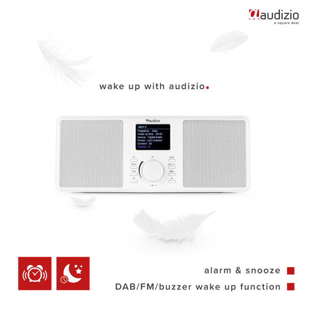 DAB radio - Audizio Monza - Stereo DAB+ en FM radio met Bluetooth - 50W - Wit