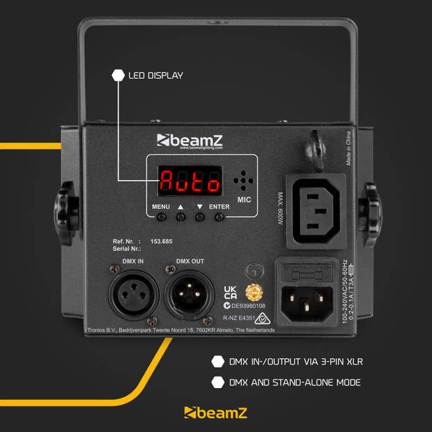 Discolamp - BeamZ DerbyStrobe - 2-in-1 LED lichteffect met afstandsbediening