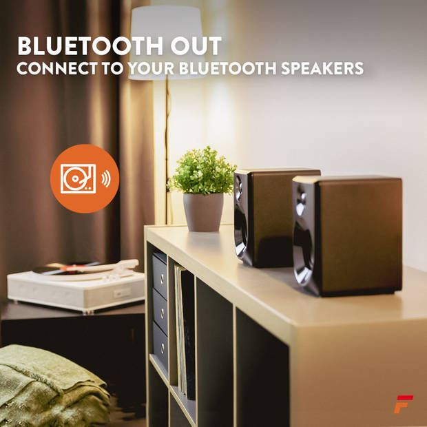 Platenspeler Bluetooth (in/uit) - Fenton RP162W - retro platenspeler met speakers (stereo) en mp3 speler - Wit