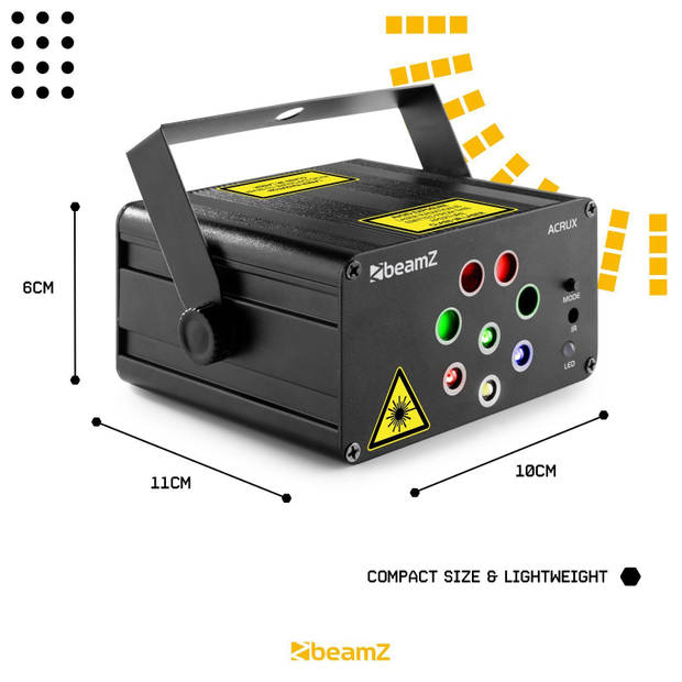 Laser lichteffect - BeamZ Acrux party laser met 4 lasers (rood / groen) en gekleurde LED's