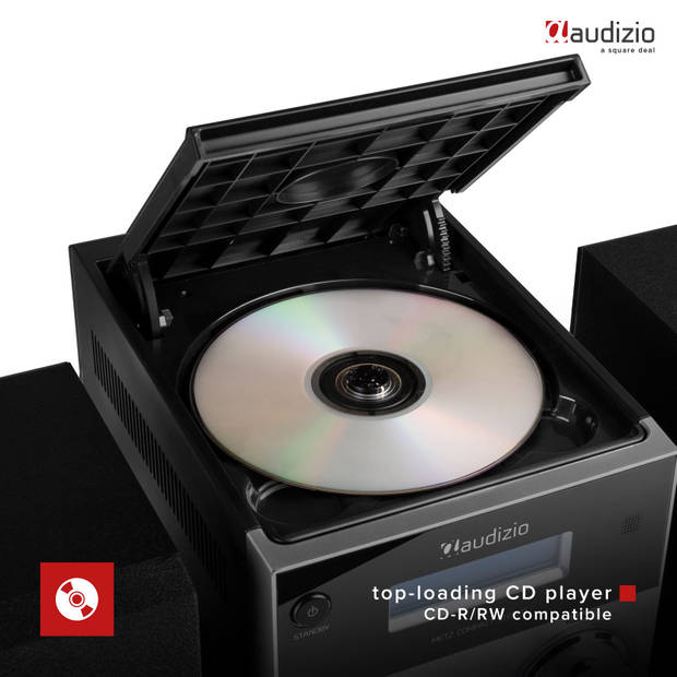 Stereo Set met CD Speler En Radio - Audizio Metz - Bluetooth - AUX - Alarm - Zwart