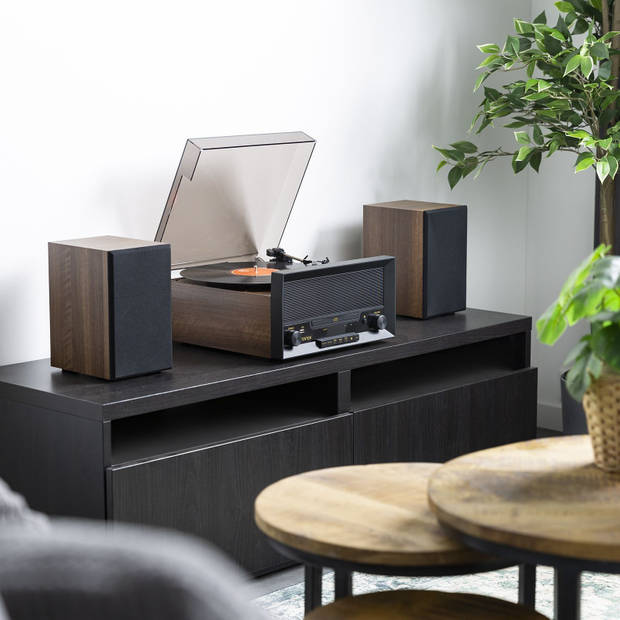 Retro platenspeler Bluetooth - Fenton RP135WSET - met o.a. CD speler en losse speakers - Hout