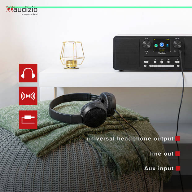 DAB radio met Bluetooth - Audizio Naples - internetradio - DAB radio met CD-speler - FM - hout/bruin