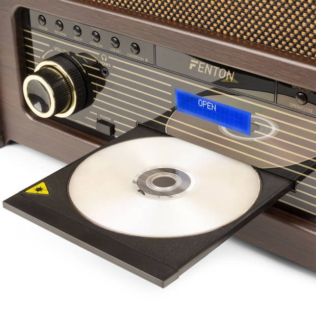Retro platenspeler met Bluetooth - Fenton Nashville - CD, mp3, FM / DAB radio - Ingebouwde speakers