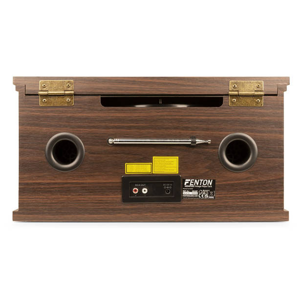 Retro platenspeler Bluetooth - Fenton Memphis - cassette, mp3 speler, FM en DAB radio - Donkerbruin