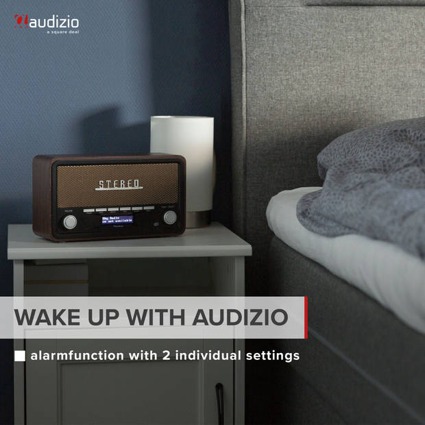 DAB radio met Bluetooth model 2024 - Retro radio - DAB+ / FM - Op batterijen en netstroom - Audizio Foggia