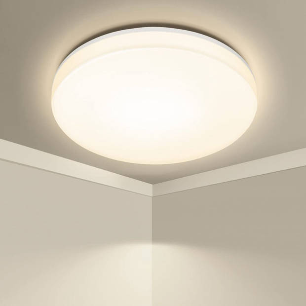 LED Plafondlamp - Badkamerlamp - Aigi Cely - 18W - Natuurlijk Wit 4000K - IP54 Vochtbestendig - Opbouw - Rond - Mat Wit