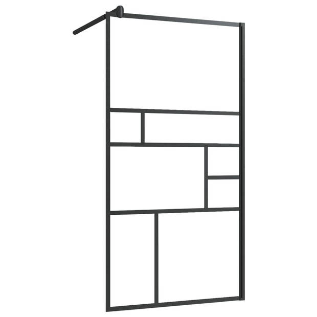 vidaXL Inloopdouchewand met schap 100x195 cm ESG-glas aluminium zwart