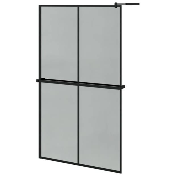 vidaXL Inloopdouchewand met schap 118x190 cm ESG-glas aluminium zwart
