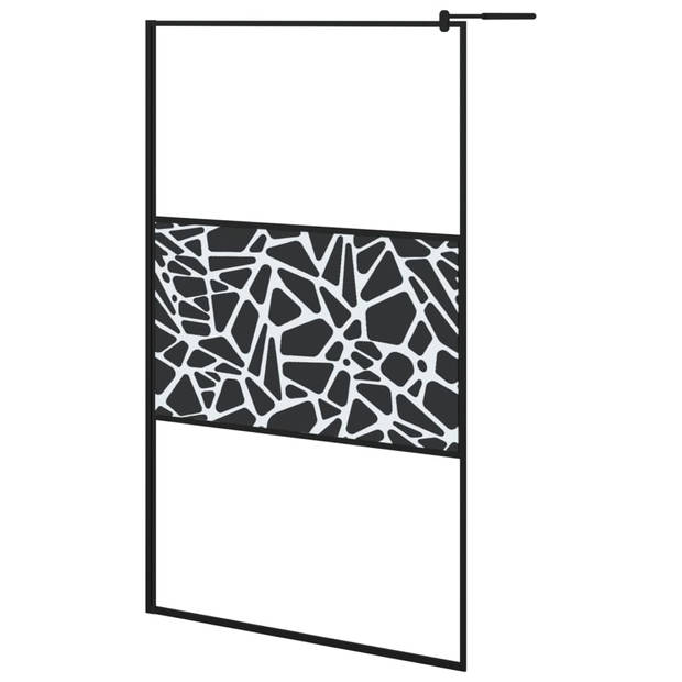 vidaXL Inloopdouchewand met schap 115x195 cm ESG-glas aluminium zwart