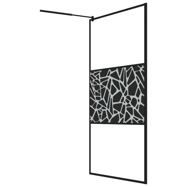 vidaXL Inloopdouchewand met schap 115x195 cm ESG-glas aluminium zwart