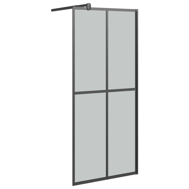 vidaXL Inloopdouchewand met schap 100x195 cm ESG-glas aluminium zwart