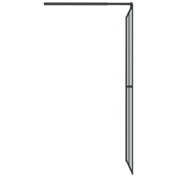 vidaXL Inloopdouchewand met schap 100x195 cm ESG-glas aluminium zwart