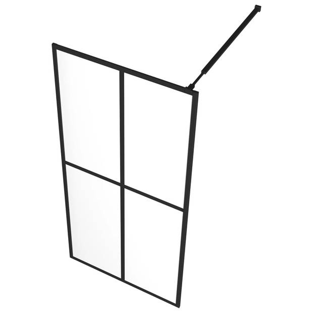 vidaXL Inloopdouchewand met schap 80x195 cm ESG-Glas aluminium zwart