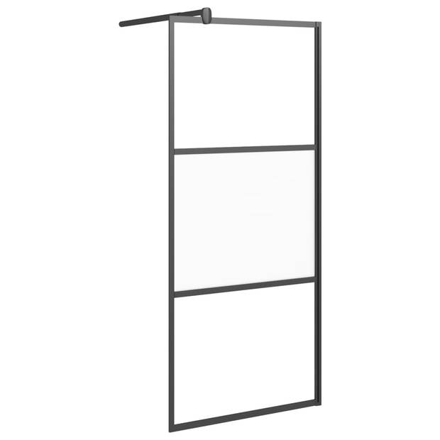 vidaXL Inloopdouchewand met schap 100x195 cm ESG-glas aluminium zwart