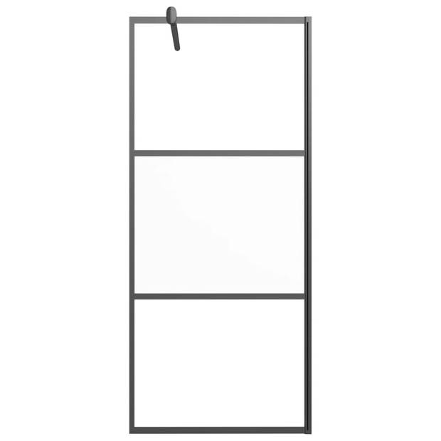 vidaXL Inloopdouchewand met schap 80x195 cm ESG-Glas aluminium zwart