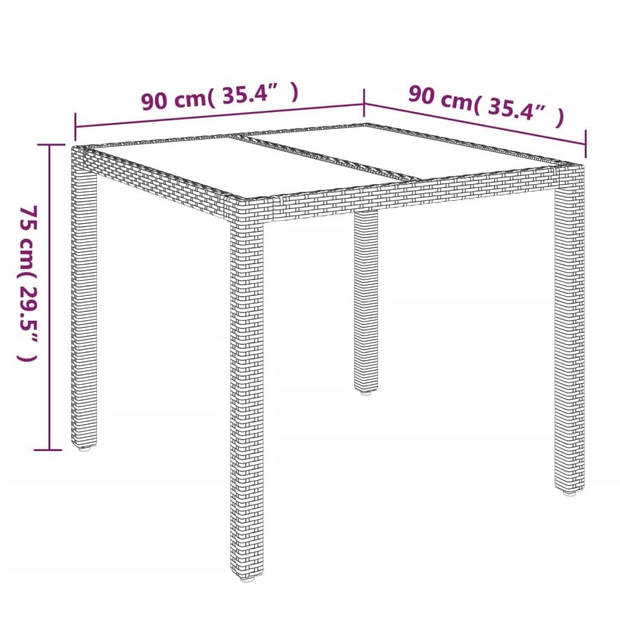 vidaXL 5-delige Tuinset met kussens poly rattan grijs