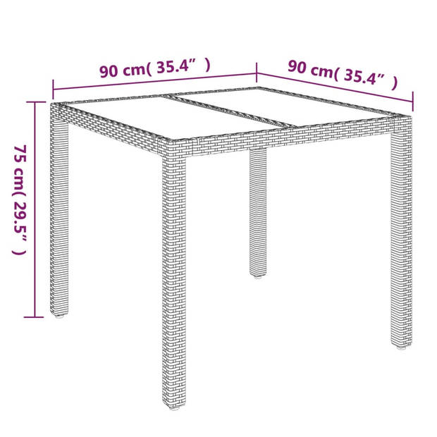 vidaXL 5-delige Tuinset met kussens poly rattan zwart