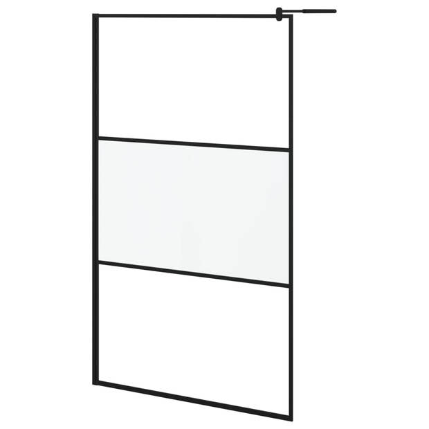 vidaXL Inloopdouchewand met schap 115x195 cm ESG-glas aluminium zwart