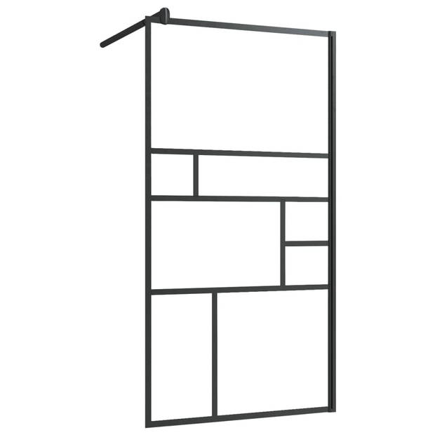 vidaXL Inloopdouchewand met schap 90x195 cm ESG-glas aluminium zwart