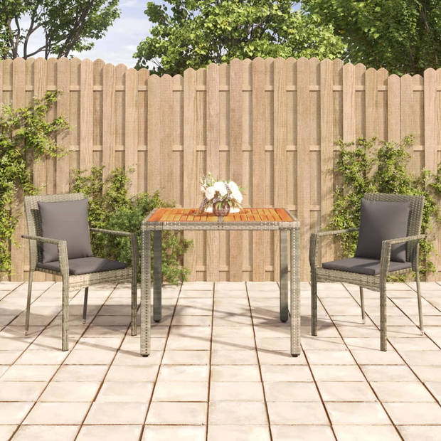 vidaXL 3-delige Tuinset met kussens poly rattan grijs