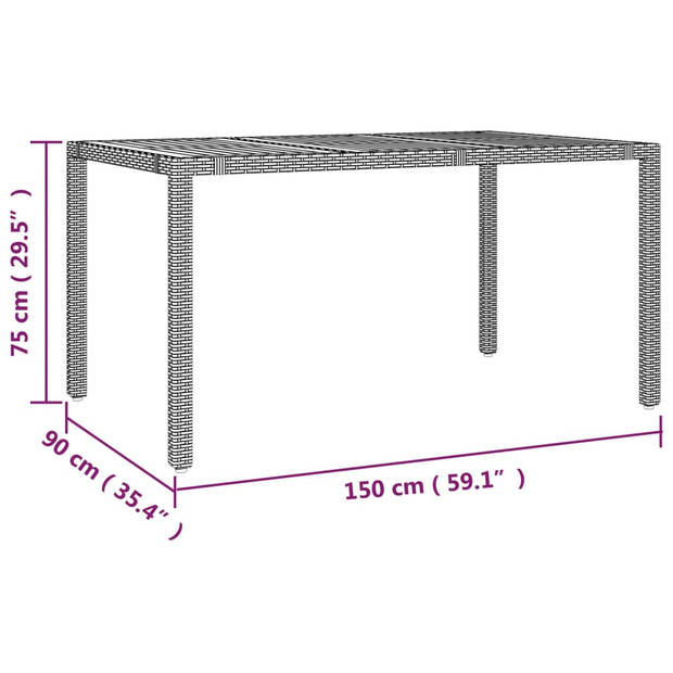 vidaXL 5-delige Tuinset met kussens poly rattan grijs