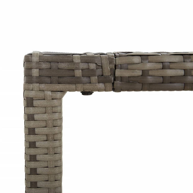 vidaXL Tuintafel met houten blad 150x90x75 cm poly rattan grijs