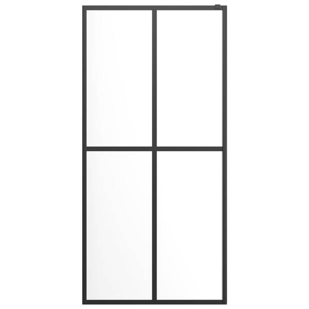 vidaXL Inloopdouchewand met schap 80x195 cm ESG-Glas aluminium zwart