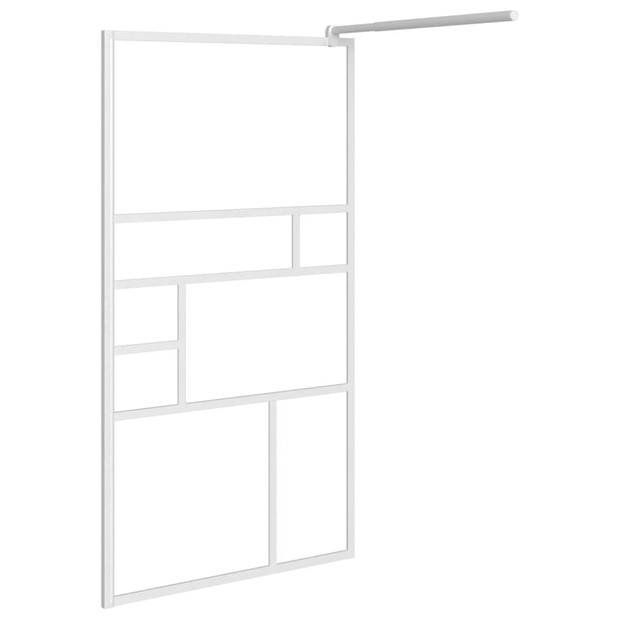 vidaXL Inloopdouchewand met schap 100x195 cm ESG-glas aluminium wit