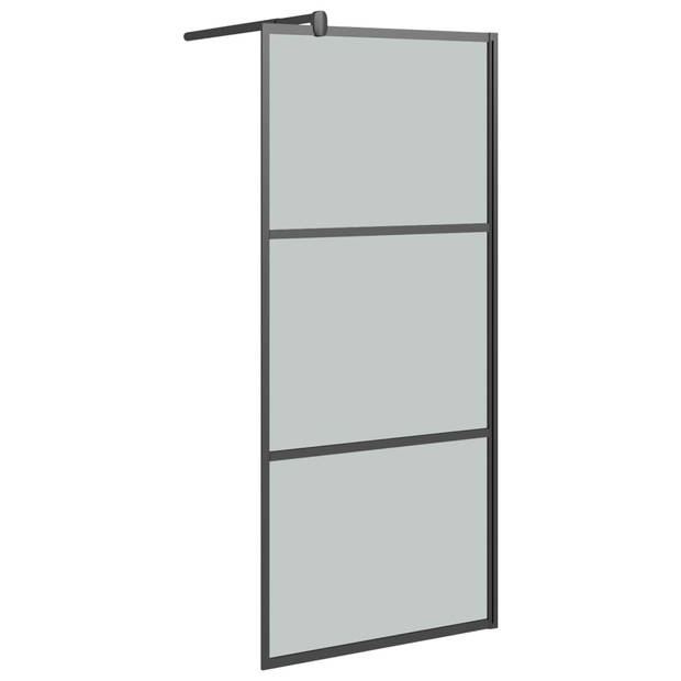 vidaXL Inloopdouchewand met schap 90x195 cm ESG-glas aluminium zwart