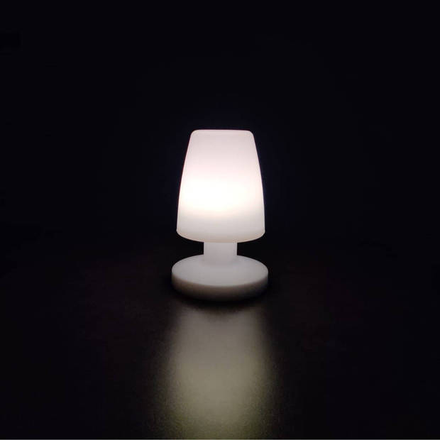 LED Tafellamp - Trion - Ovaal - Wit - Kunststof - Spatwaterdicht - USB Oplaadbaar