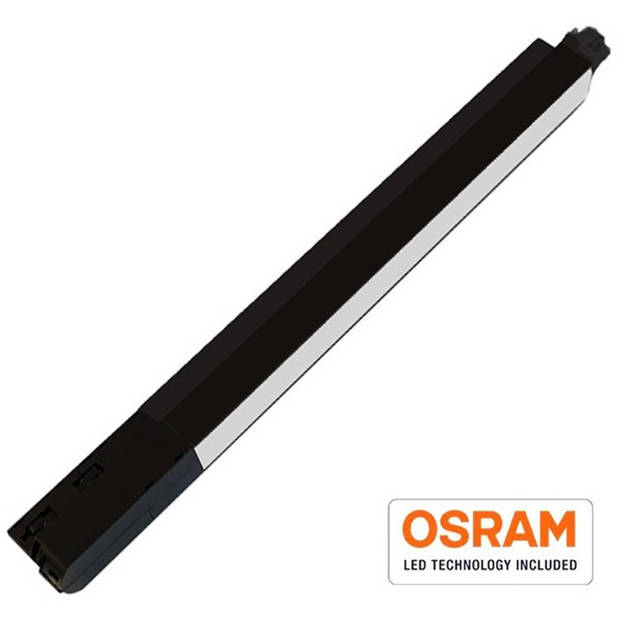 LED Railverlichting - Balk - 20W 1 Fase - Helder/Koud Wit 6000K - Mat Zwart Aluminium - 40cm - OSRAM LEDs