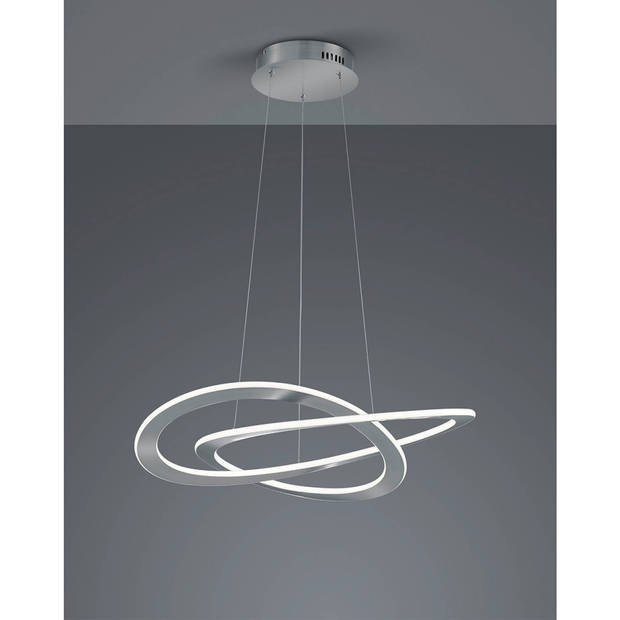 LED Hanglamp - Hangverlichting - Trion Oaky - 52W - Warm Wit 3000K - Dimbaar - Rond - Mat Nikkel - Aluminium