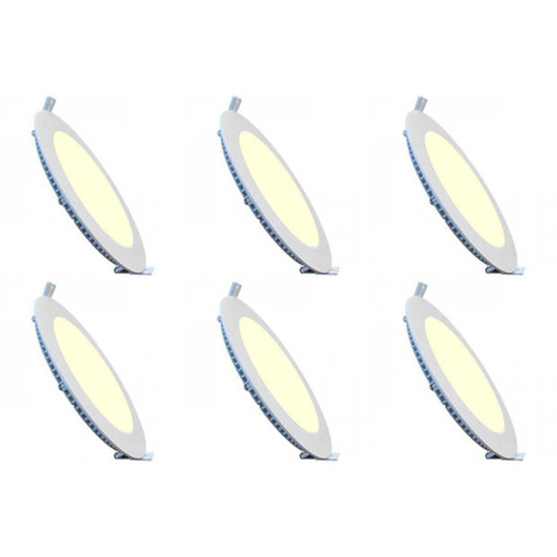 LED Downlight Slim 6 Pack - Inbouw Rond 3W - Dimbaar - Warm Wit 2700K - Mat Wit Aluminium - Ø83mm