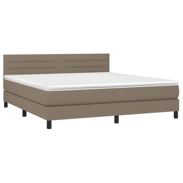 vidaXL Boxspring met matras en LED stof taupe 160x200 cm