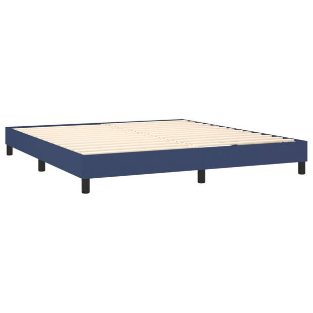 vidaXL Boxspring met matras stof blauw 160x200 cm