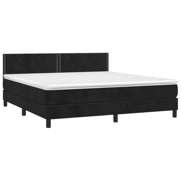 vidaXL Boxspring met matras en LED fluweel zwart 160x200 cm