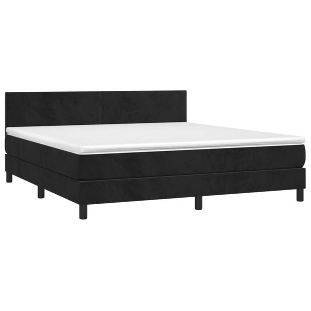 vidaXL Boxspring met matras en LED fluweel zwart 160x200 cm